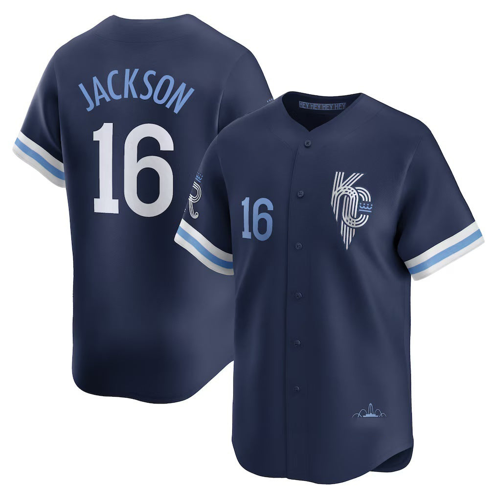 Kansas City Royals #16 Bo Jackson Navy MWATKINS City Connect Retired Player Jersey