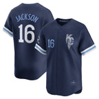 Kansas City Royals #16 Bo Jackson Navy MWATKINS City Connect Retired Player Jersey