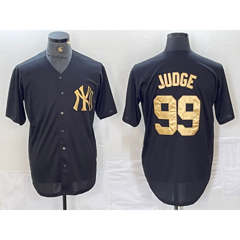 New York Yankees #99 Aaron Judge Black Gold MWATKINS Cool Base Stitched Jersey