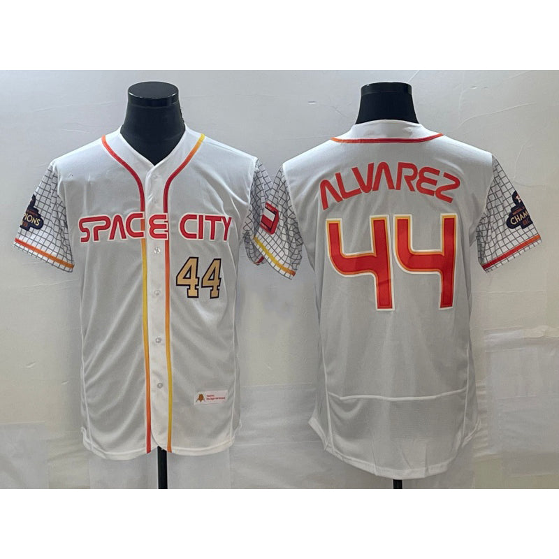 Houston Astros #44 Yordan Alvarez Number White MWATKINS 2023 City Connect Flex Base Stitched Jersey 3
