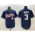 New York Yankees #3 Babe Ruth Navy MWATKINS With Patch Cool Base Stitched Jersey