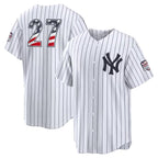 New York Yankees #27 Giancarlo Stanton USA 250 Fourth of July Home Stadium Jersey - White MWATKINS