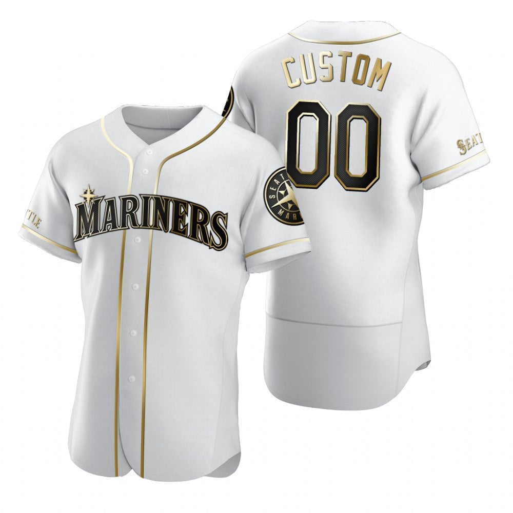 Custom Seattle Mariners White MWATKINS Stitched Flex Base Golden Edition Jersey