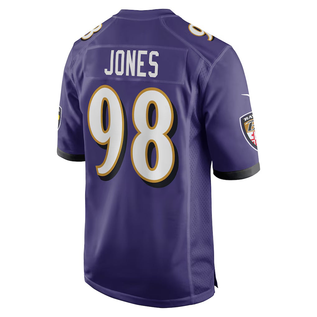 B.Ravens #98 Travis Jones Purple MWATKINS Player Game Jersey