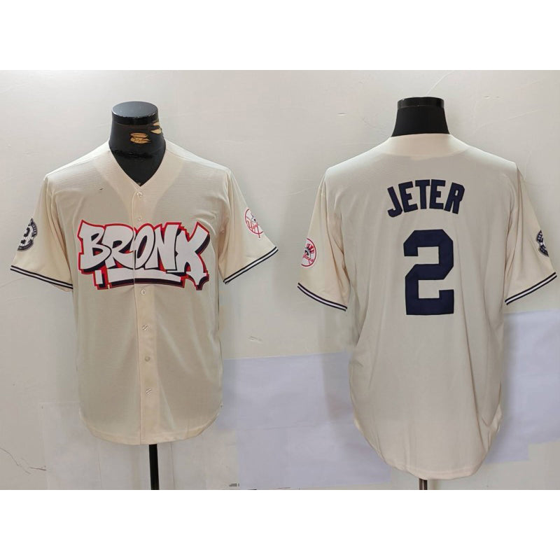 New York Yankees #2 Derek Jeter Cream MWATKINS Limited Stitched Jersey 2