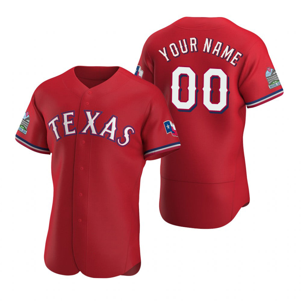 Custom Texas Rangers Scarlet MWATKINS Stitched Flex Base Jersey