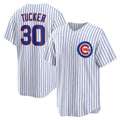 Chicago Cubs #30 Kyle Tucker White MWATKINS Home Replica Player Jersey