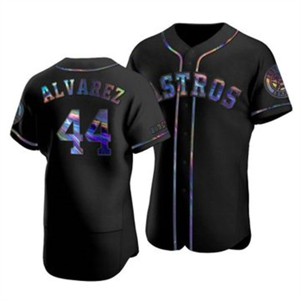 Houston Astros #44 Yordan Alvarez Iridescent Holographic Collection Jersey - Black MWATKINS