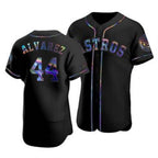 Houston Astros #44 Yordan Alvarez Iridescent Holographic Collection Jersey - Black MWATKINS