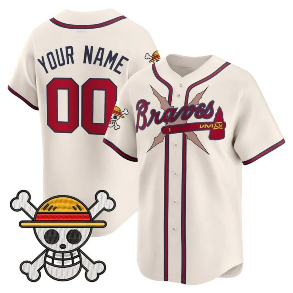 Custom Atlanta Braves x One Piece Cream MWATKINS Vapor Premier Limited Jersey - Stitched