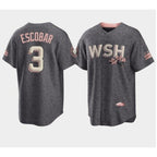 Washington Nationals #3 Alcides Escobar 2022 Grey MWATKINS City Connect Cherry Blossom Cool Base Stitched Jersey