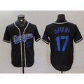 Los Angeles Dodgers #17 Shohei Ohtani Number Black MWATKINS Cool Base With Patch Stitched Jerseys