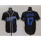 Los Angeles Dodgers #17 Shohei Ohtani Number Black MWATKINS Cool Base With Patch Stitched Jerseys