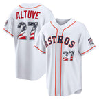 Houston Astros #27 Jose Altuve USA 250 Fourth of July Home Stadium Jersey - White MWATKINS