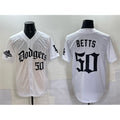 Los Angeles Dodgers #50 Mookie Betts White MWATKINS 2025 LA Gothic Style With 2024 World Series Champions Patch Vapor Premier Limited Stitched Jersey