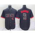 Cincinnati Reds #9 Joe Burrow Black MWATKINS 2023 City Connect Cool Base Stitched Jersey