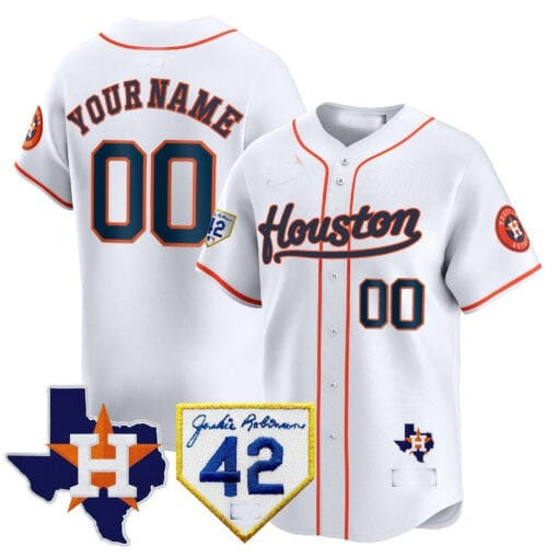 Custom Houston Astros 2024 Jackie Robinson Patch Vapor Premier Limited Jersey ¨C White 2 MWATKINS