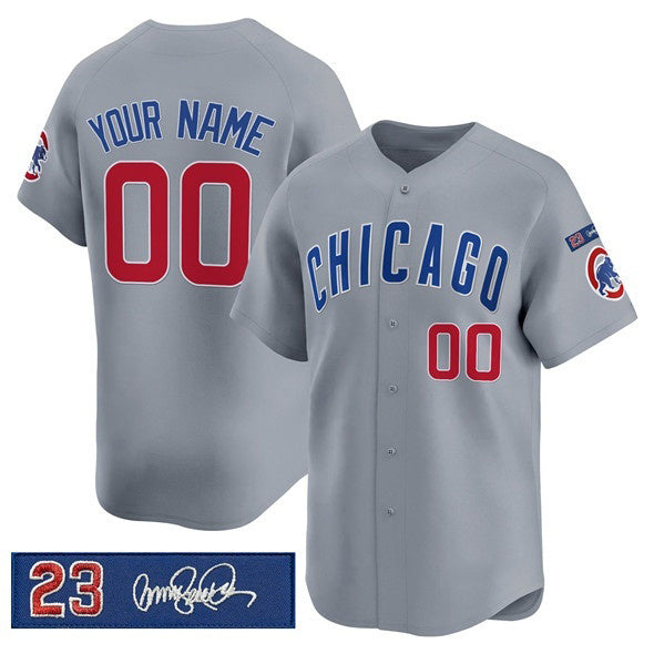 Custom Chicago Cubs Active Player Gray MWATKINS 'Ryne Sandberg Tribute' Vapor Limited V3 Stitched Jersey