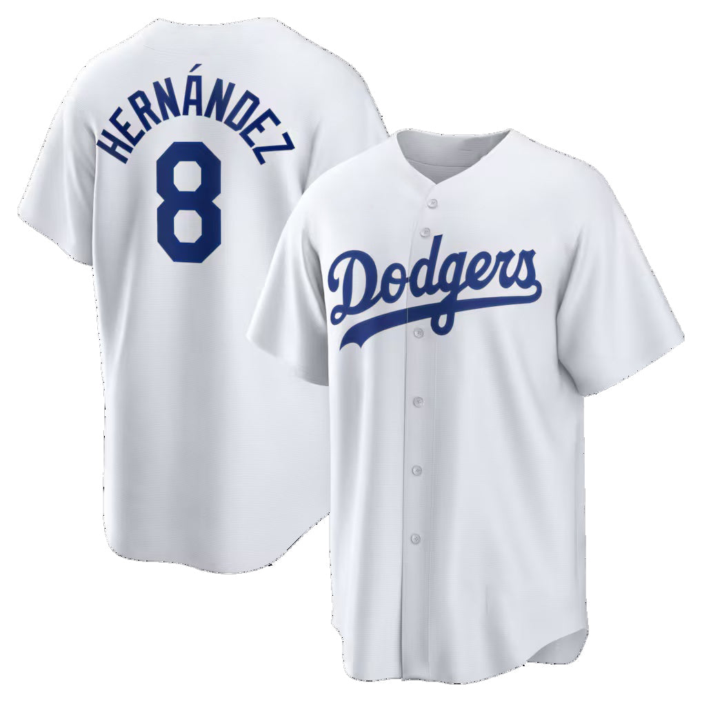 Los Angeles Dodgers #8 Enrique Hernandez White MWATKINS Home Replica Jersey