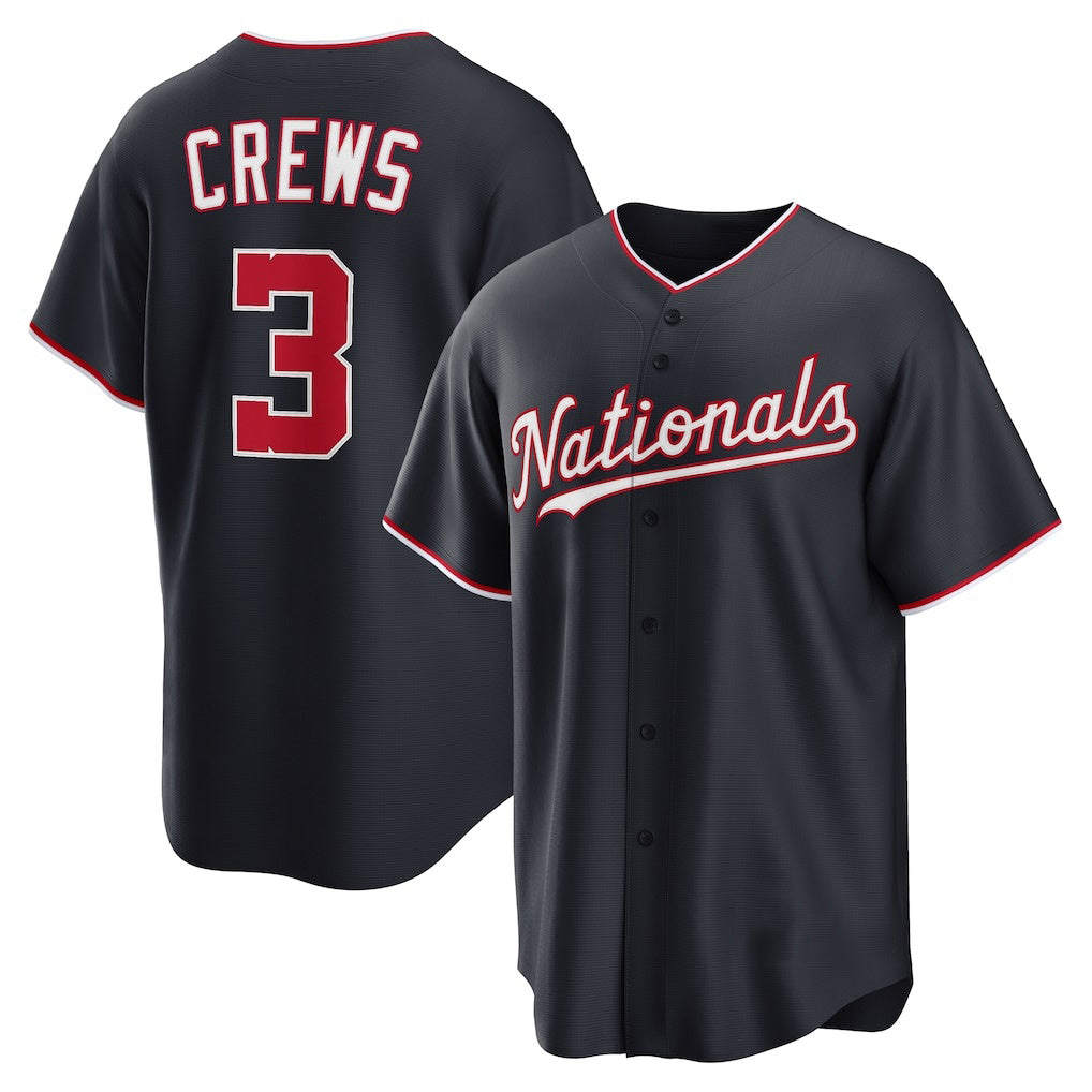 Washington Nationals #3 Dylan Crews Navy MWATKINS Alternate Replica Jersey