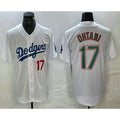 Los Angeles Dodgers #17 Shohei Ohtani Number White Green MWATKINS Stitched Cool Base Jersey 2