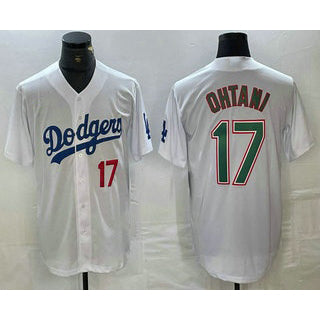 Los Angeles Dodgers #17 Shohei Ohtani Number White Green MWATKINS Stitched Cool Base Jersey 2