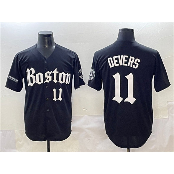 Boston Red Sox #11 Rafael Devers Black MWATKINS Gothic Vapor Limited Stitched Jersey