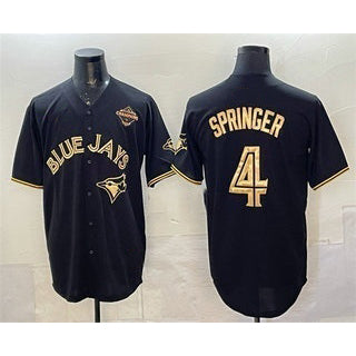 Toronto Blue Jays #4 George Springer Black Gold MWATKINS 2025 American League Champions Limited Stitched Jersey