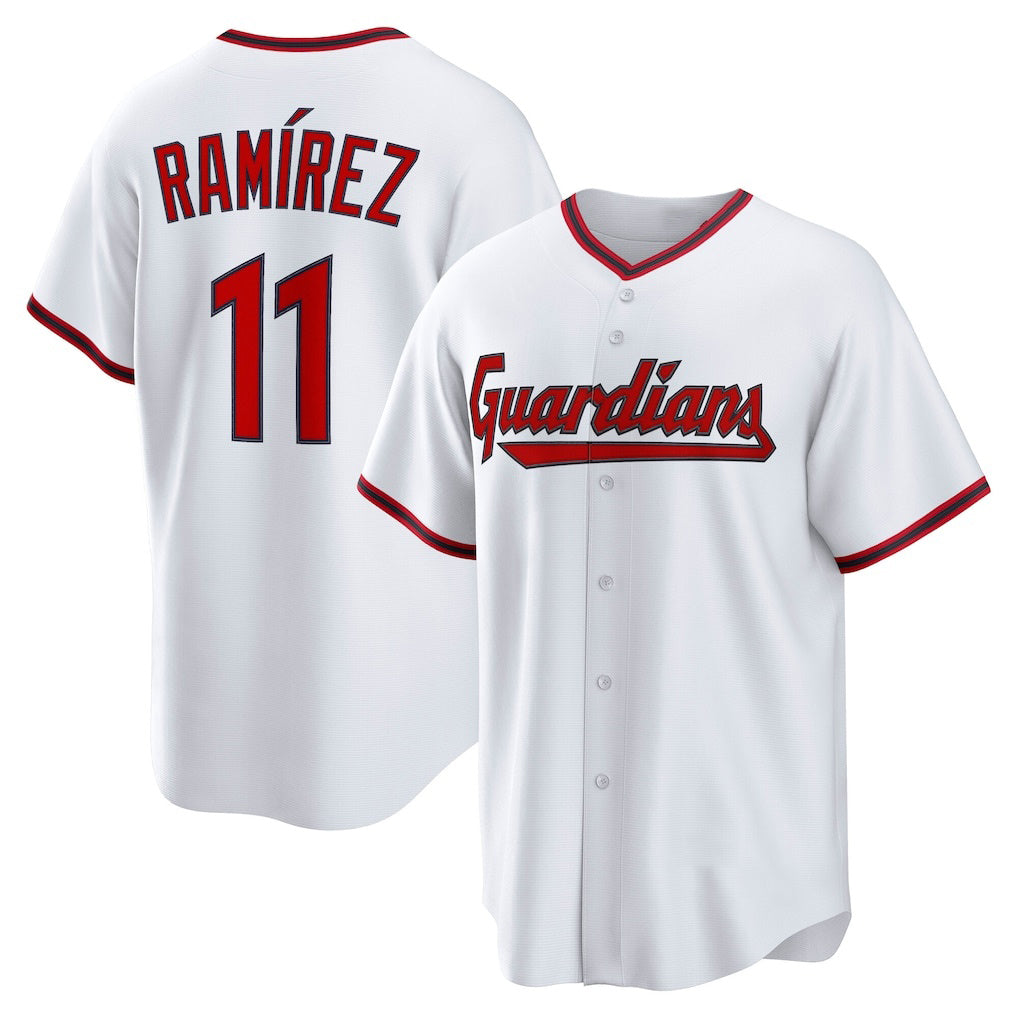 Cleveland Guardians #11 Jos¨¦ Ram¨ªrez White MWATKINS Home Replica Jersey