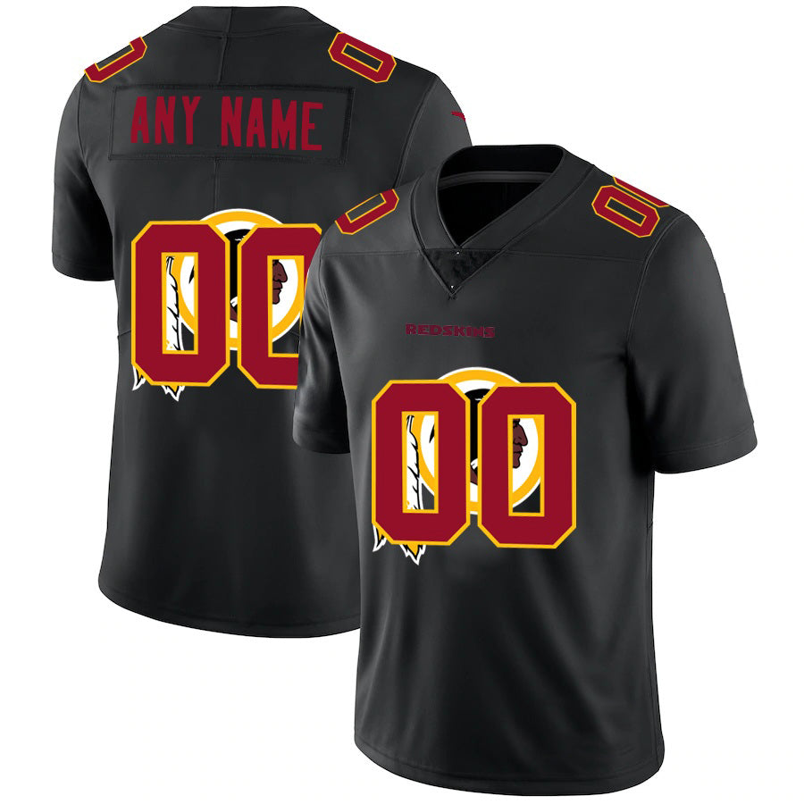 Custom W.Redskins Black MWATKINS Team Logo Dual Overlap Limited Jersey