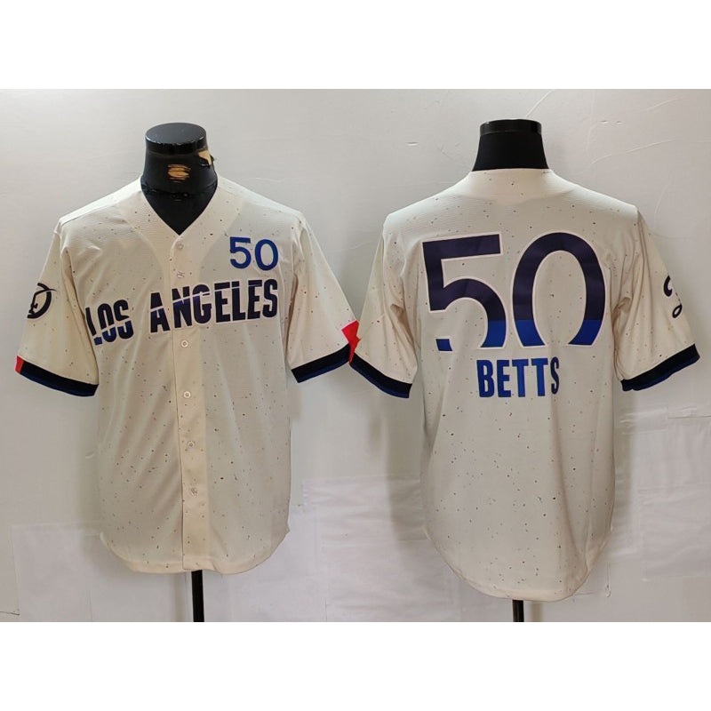 Brooklyn Dodgers #50 Mookie Betts Cream MWATKINS 2024 City Connect Limited Stitched Jersey