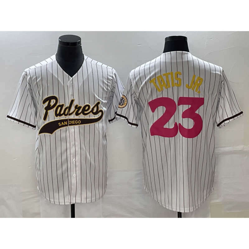 San Diego Padres #23 Fernando Tatis Jr White MWATKINS NEW 2023 City Connect Cool Base Stitched Jersey 2