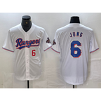 Texas Rangers #6 Josh Jung Number White MWATKINS 2023 World Series Champions Cool Base Jersey 2