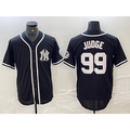 New York Yankees #99 Aaron Judge Black White MWATKINS Cool Base Stitched Jersey
