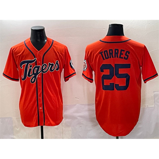 Detroit Tigers #25 Gleyber Torres Orange MWATKINS With Patch Vapor Premier Limited Stitched Jersey