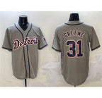 Detroit Tigers #31 Riley Greene Gray MWATKINS With Patch Cool Base Stitched Jersey