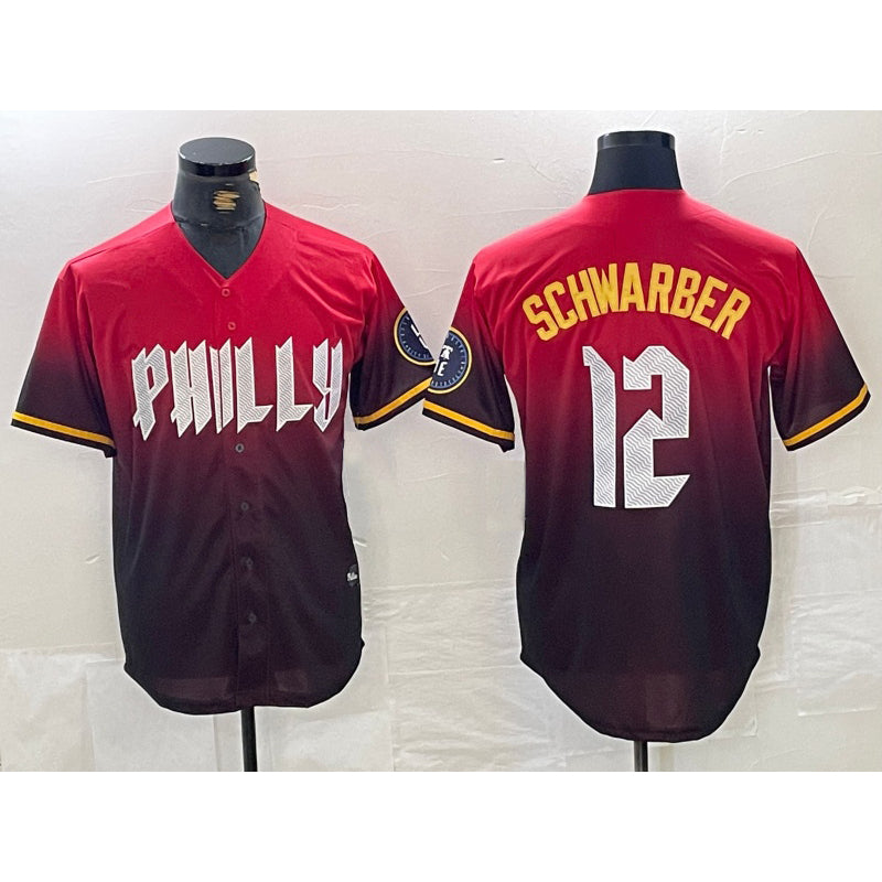 Philadelphia Phillies #12 Kyle Schwarber Red MWATKINS 2024 City Cool Base Jersey