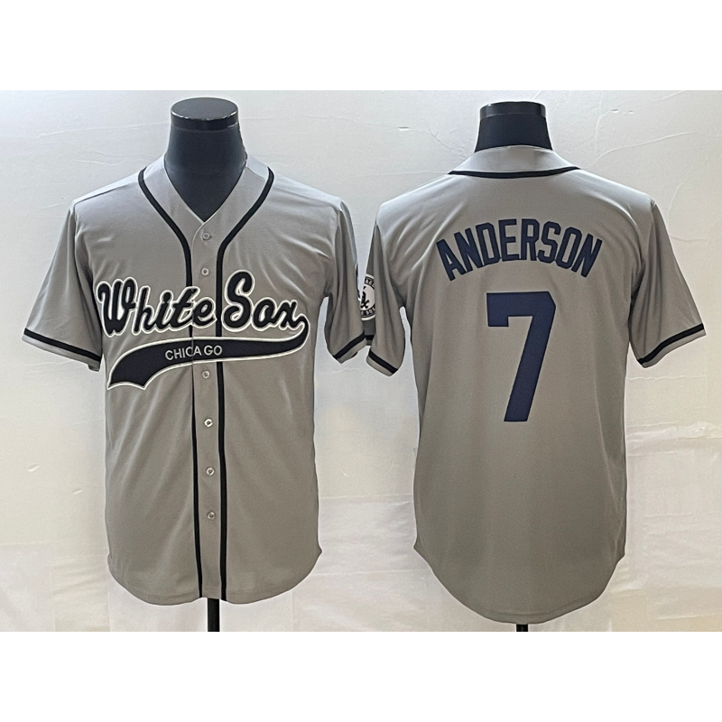 Chicago White Sox #7 Tim Anderson Grey MWATKINS Cool Base Stitched Jersey 2