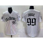 New York Yankees #99 Aaron Judge White MWATKINS Fashion Pinstripe 'Gothic Legacy Edition' Vapor Premier Limited Stitched Jersey