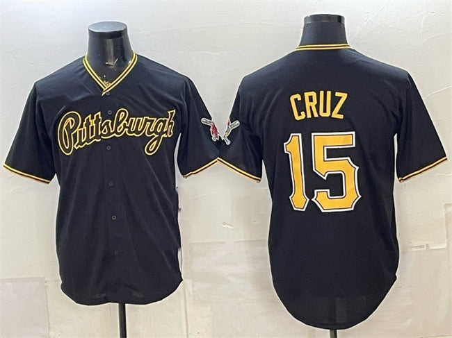 Pittsburgh Pirates #15 Oneil Cruz Black MWATKINS Limited Stitched Jersey