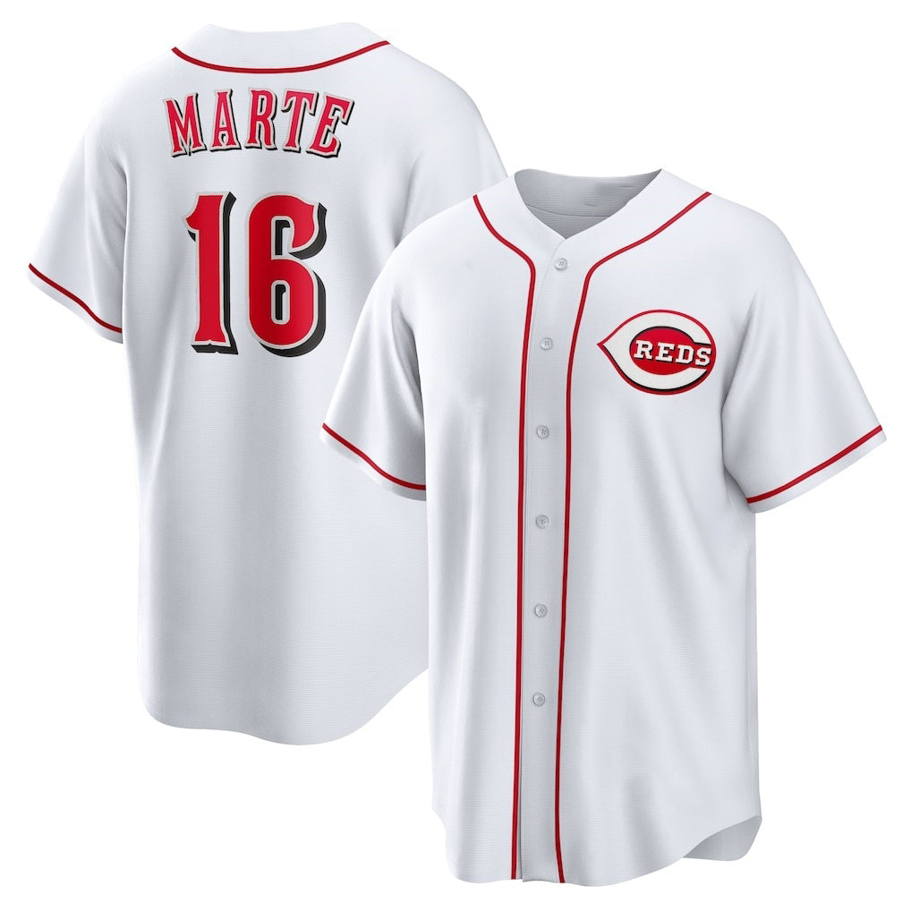 Cincinnati Reds #16 Noelvi Marte White MWATKINS Home Replica Jersey