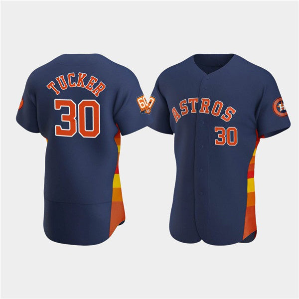 Houston Astros #30 Kyle Tucker Navy MWATKINS 60th Anniversary Flex Base Stitched Jersey