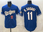 Los Angeles Dodgers #11 Roki Sasaki Royal MWATKINS 2026 Alternate Gold Collection Stadium Stitched Jersey