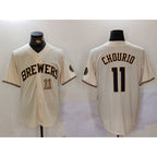 Milwaukee Brewers #11 Jackson Chourio Cream MWATKINS Stitched Cool Base Jerseys