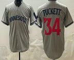Minnesota Twins #34 Kirby Puckett Grey MWATKINS Cool Base Stitched Jersey
