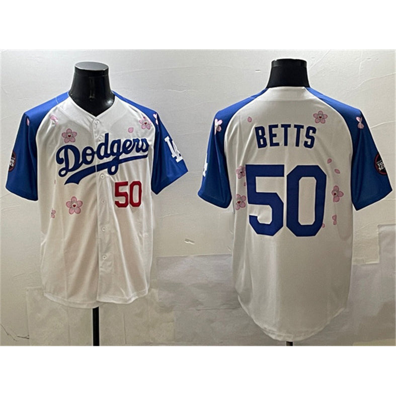 Los Angeles Dodgers #50 Mookie Betts White Royal MWATKINS 2025 Tokyo Series Limited Stitched Jersey