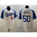 Los Angeles Dodgers #50 Mookie Betts White Royal MWATKINS 2025 Tokyo Series Limited Stitched Jersey