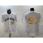 New York Yankees #99 Aaron Judge White MWATKINS Pinstripe Without Name Fashion Cool Base Jerseys