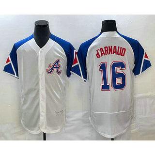 Atlanta Braves #16 Travis dArnaud White MWATKINS 2023 City Connect Flex Base Stitched Jersey