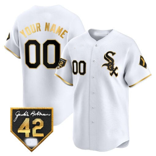 Custom Chicago White Sox 2024 Jackie Robinson Patch Vapor Premier Limited Jersey ¨C White Gold MWATKINS